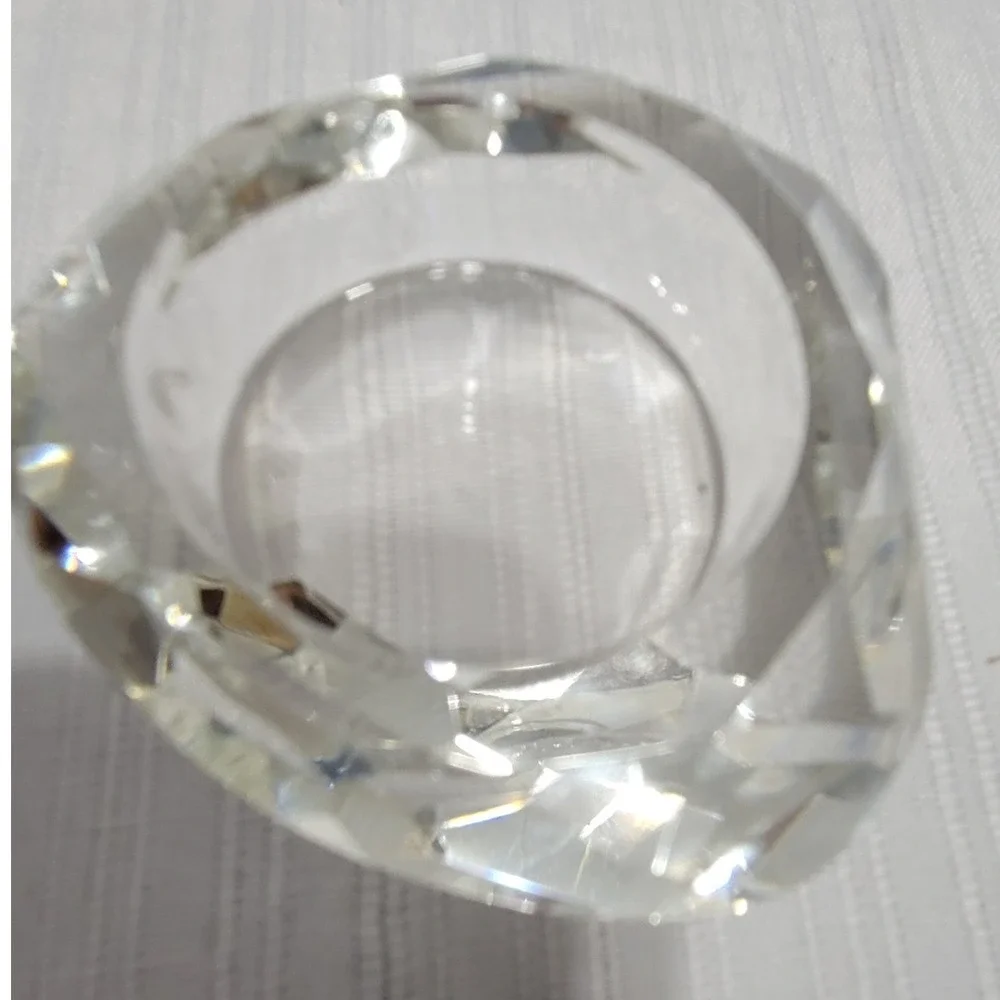 Vintage Cut Glass Candle Holders 2 Sets Faceted Geometric & Sunburst Votive 4pc